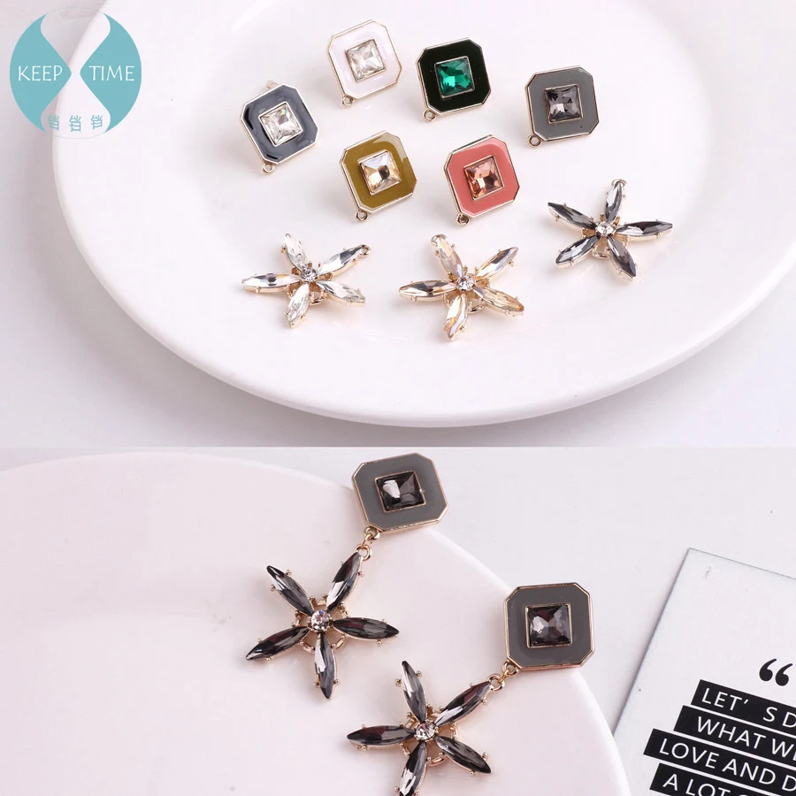 Diy handmade jewelry accessories Korea alloy diamond square flower