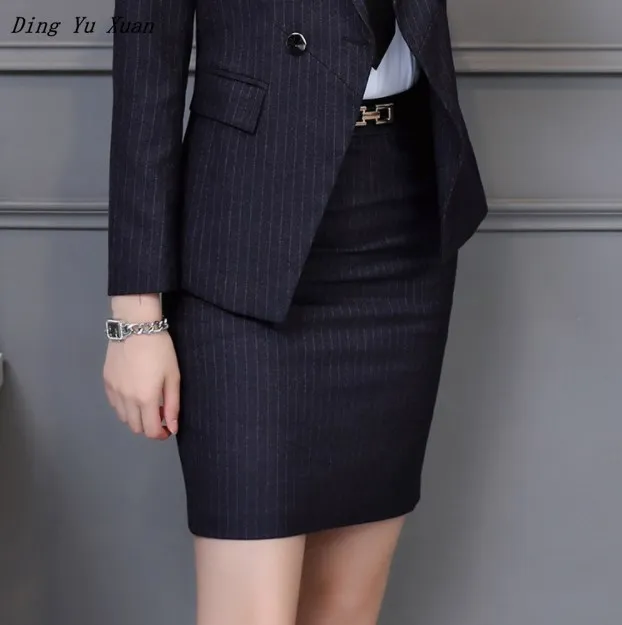 Корейская мода, для офиса, для девушек, одежда для работы, мини юбка для женщин, s, черная, синяя, в полоску, деловая, официальная, юбка-карандаш для женщин, плюс размер 4XL