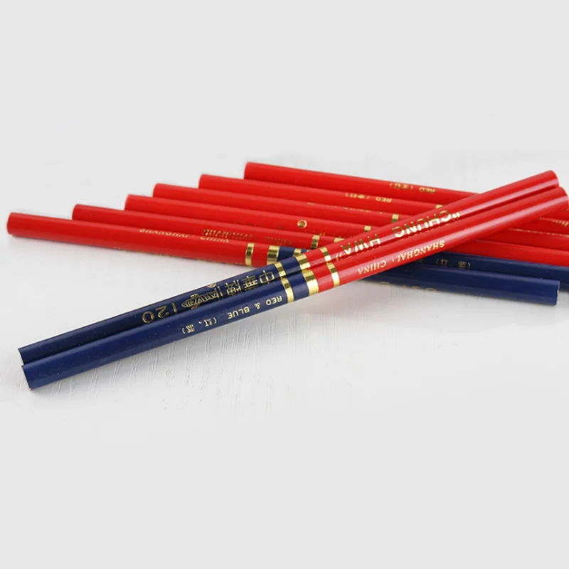 

10 Pcs/lot New Colored Pencils 2 Colors Drawing Sketches Red blue color round Shaft School Supplies Stationery