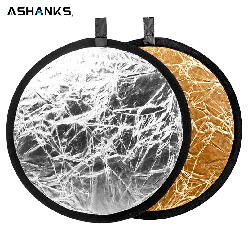 

23" 60cm 2 in 1 Round Flash Studio Collapsible Reflector Disc Silver Gold Reflector Photography Light Reflective for Photo Video