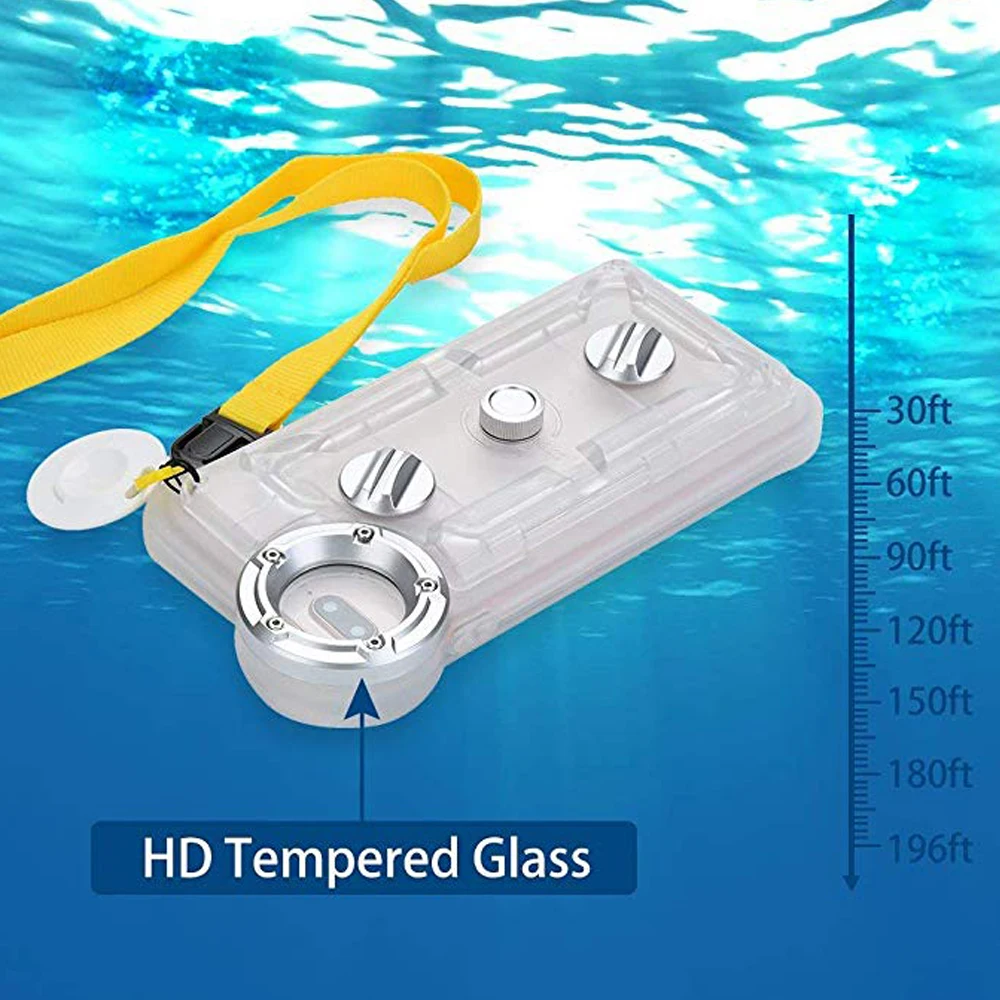 IPX8 Waterproof Phone Case For iPhone 6 7 8 Plus XS MAX XR Cover Enhanced Underwater Cell Phone Dry Bag O Lens Ring