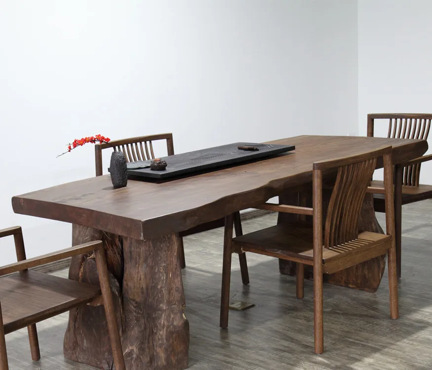 American Natural Solid Wood Conference Table Desk Side Retro