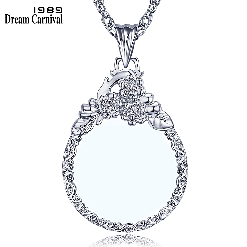 

DreamCarnival 1989 Long Chain Necklace for Mom Parents Zoom Len Flower Pendant Rhodium Gold Color collares largos Collier Bijoux