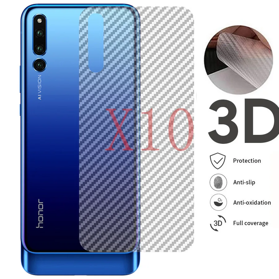 

10Pcs/lot 3D Carbon Fiber Back Cover Screen Protector for Huawei Magic 2 P Smart Y9 2019 Nova 4 3 3i Protective Film