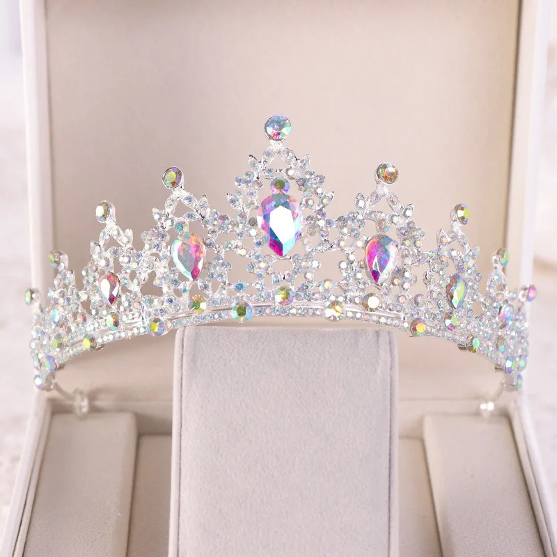 

ACRDDK Silver Rhinestone Crystal Tiaras Crowns Headpiece Head Jewelry Bridal Diadem Head Piece Women Wedding Hair Accessories SL