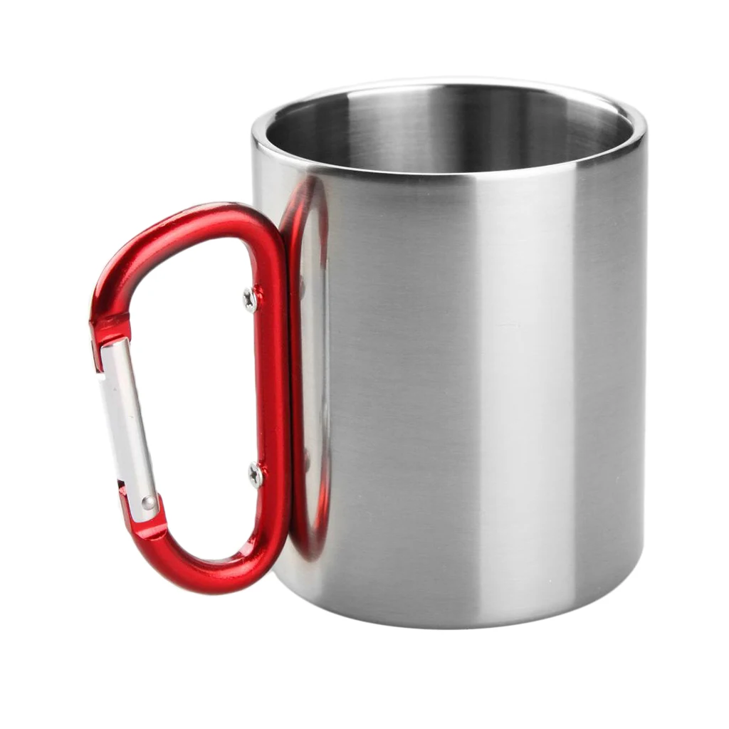Amagogo 150ml Camping Mug Carabiner Lock Metal Outdoor Backpacking Travel Cups Beer Coffee For Climbing