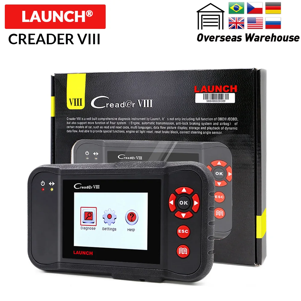 

Launch X431 Creader VIII Full obd2 diagnostic tool Auto Code reader Scanner ENG/AT/ABS/SRS + EPB SAS Oil reset Same as CRP129
