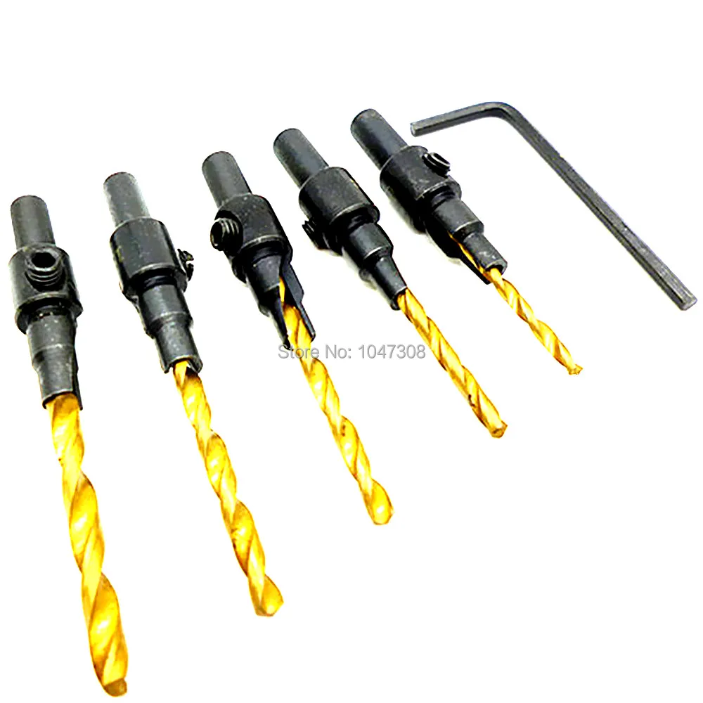 5pcs Hss Countersink Drill Bit Woodworking Titanium Coated Drill Bits 1