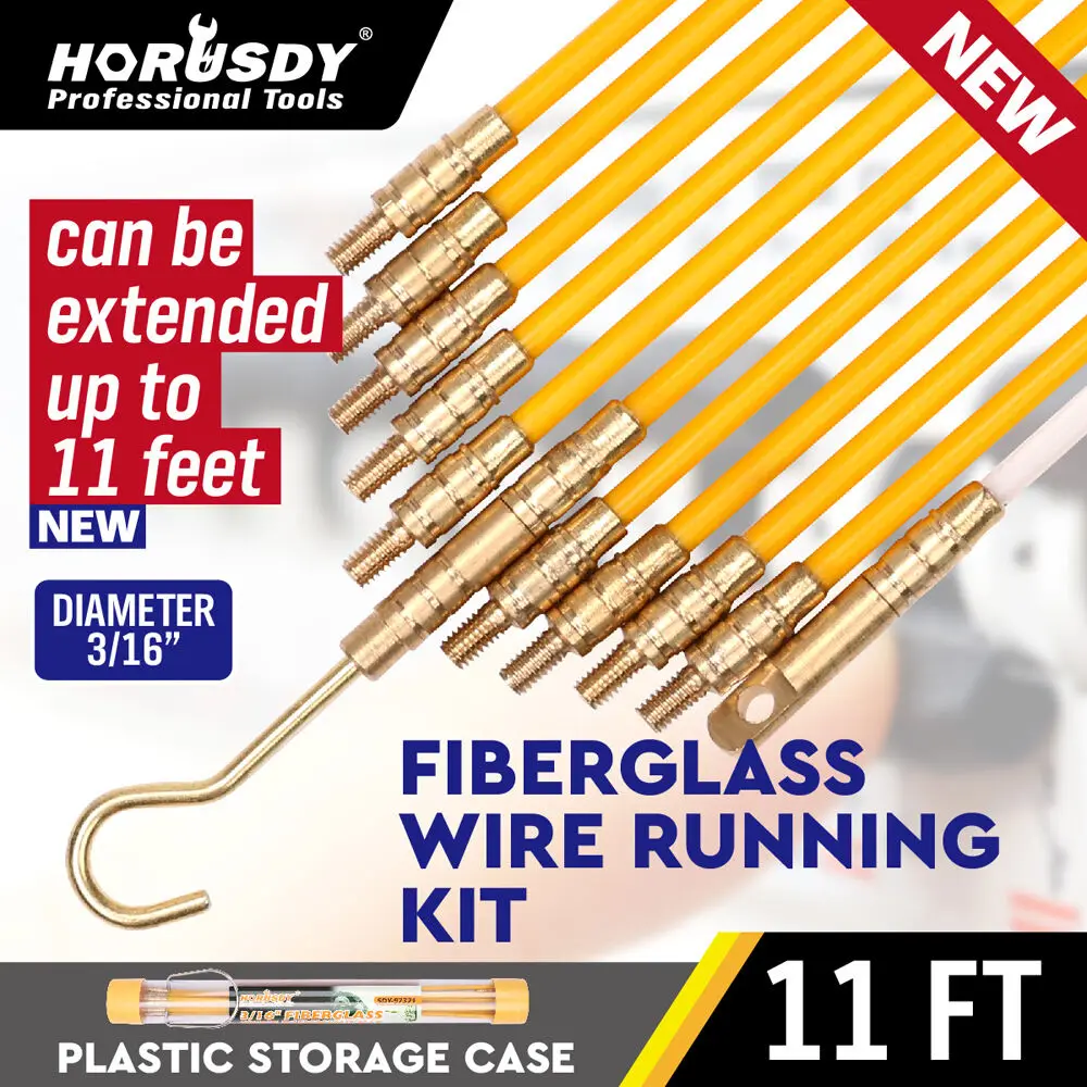 Fiberglass Wire Cable Running Rods Fish Pulling Wire Holder Kit
