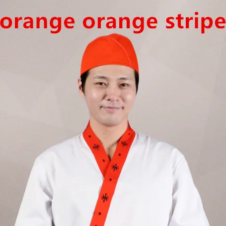 Корейский пищевой колпачок Южная Корея шеф-повар колпачок чепчик официантки японский шеф-повар шляпа Ресторан Аксессуары для официантов продукты питания поставки - Цвет: orange orange stripe