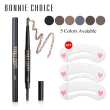 Bonnie Choice карандаш для бровей стойкий Водонепроницаемый автоматическая ручка для бровей Тени для бровей+ 3 шт. трафареты набор для ухода за волосами инструмент для макияжа