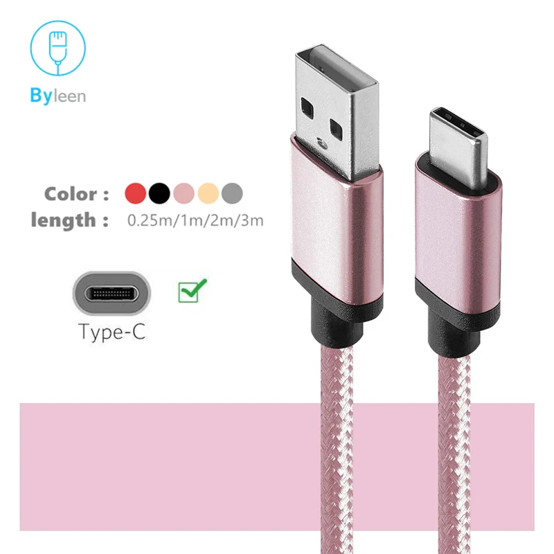 USB Type C зарядное устройство 0 25 м/1 м/2 м/3 м розовое золото розовый кабель для быстрой