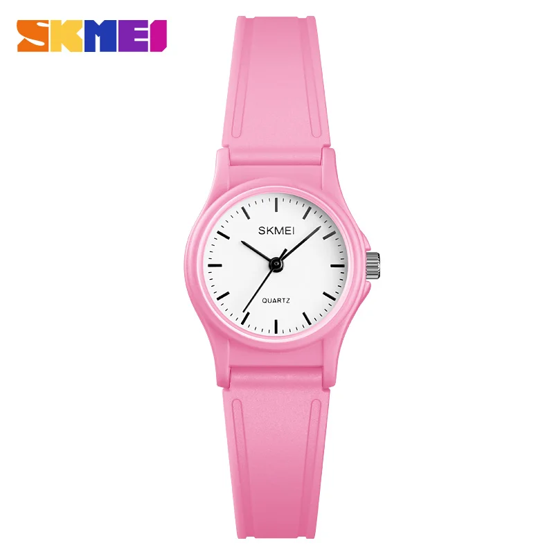SKMEI детские часы Пластик основа для мальчиков и девочек студентов Спорт на открытом воздухе Водонепроницаемый PU браслет кварцевые часы 1401 - Цвет: Pink watch