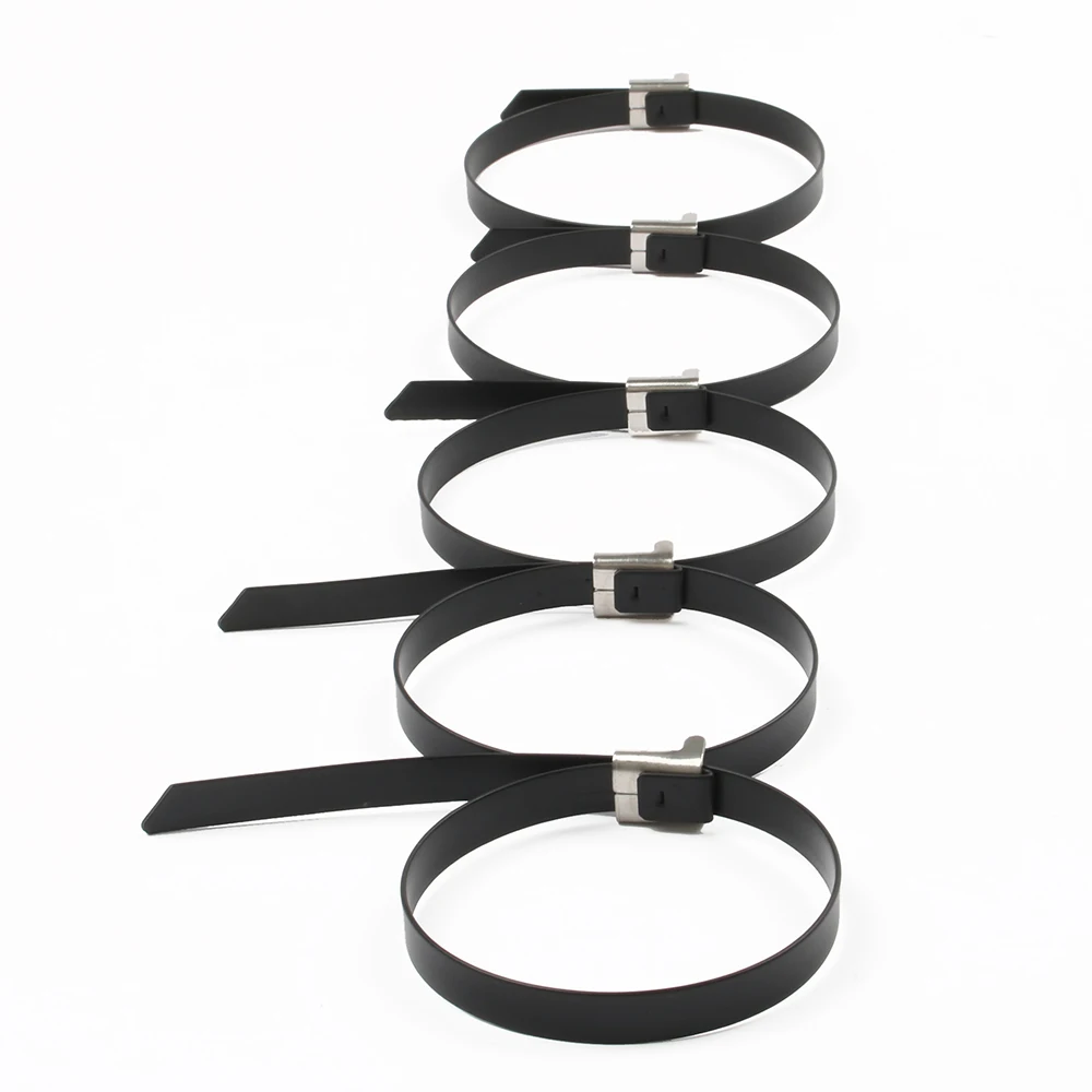 Inoxidável Zip Pvc Revestimento Forte Grau Metal Cabo Laços Tie Envoltórios 5.5*900 5.5mm 5.5x100 Aço 7 Fixadores de cabo