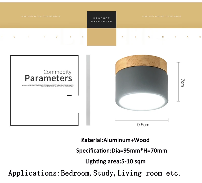 Поверхностный монтаж 5 Вт Светодиодный точечный потолочный светильник для потолочных ламп, светильник, светодиодный светильник, деревянный Точечный светильник, современный деревянный светильник для гостиной