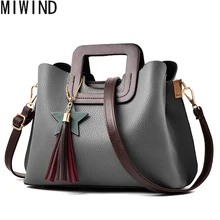 MIWIND/Модная женская сумка из искусственной кожи, сумка-тоут с фирменным именем, дамская сумочка, Женская однотонная сумка через плечо TYX1245