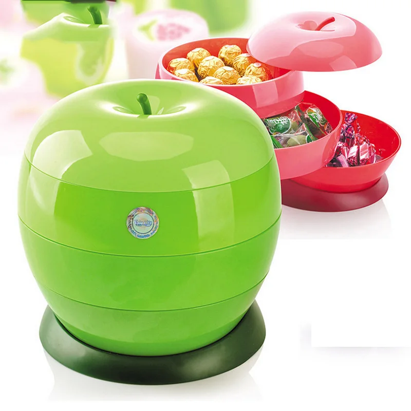 

Apple Design Rotary Storage Box Snack Candy Box Jewelry Organizer Cosmetic Solid Fruit Storage Box Box Plastic Tray