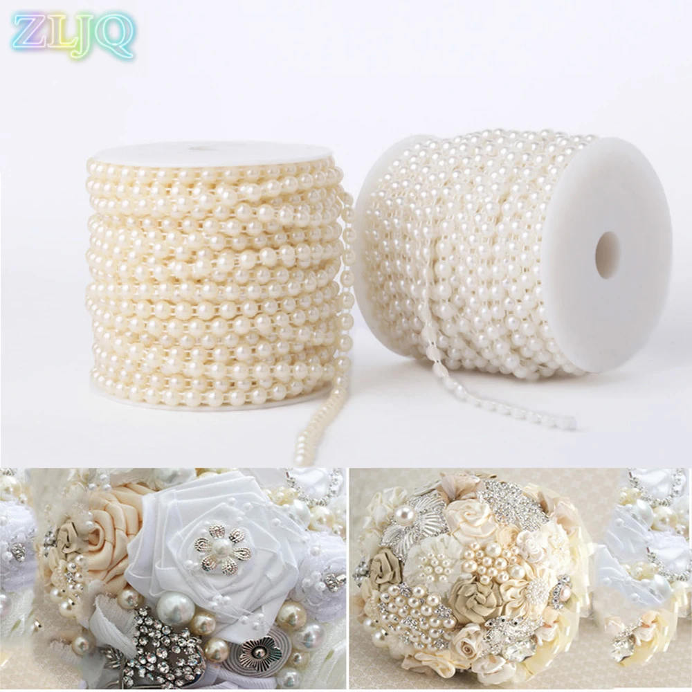 ZLJQ 25m Wedding Pearl Roll Garland 6mm Beads DIY Flowers Birthday Party Decoration Christmas Festival Event Supplies Gift 7D | Дом и сад