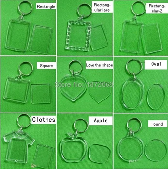 

Wholesale 500pcs/lot New Fashion Transparent Blank Insert Photo Key Ring Split Ring Picture Frame keychain Create Gift