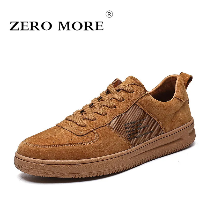 

ZERO MORE Mens Casual Shoes Hot Sale Fashion Soft Pig Suede Solid Shoes Men 2019 Lace Up Round Toe British Male Shoes Casual