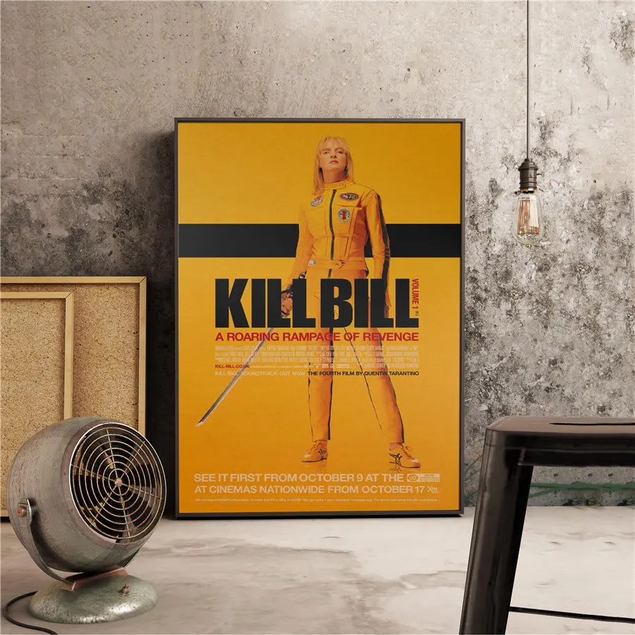 Плакат с фильмом "KILL BILL", винтажная живопись, Настенная Наклейка для дома, кафе, бара, античное украшение, Классический плакат с фильмом, 45,5x31,5 см - Цвет: Красный