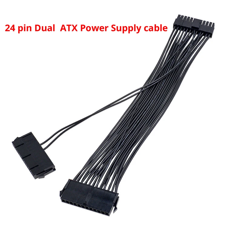 

Ethereum Coin Mining ATX Dual Power Supply Adaptor 24 Pin 30cm Bitcoin PSU Extension Cable Connector Synchronous Cord 5pcs G