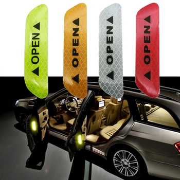 

4Pcs/Set Car OPEN Reflective Tape Warning Mark Reflective Car Door Stickers for BMW Audi Kia Ford Hyundai Toyota VW Accessories