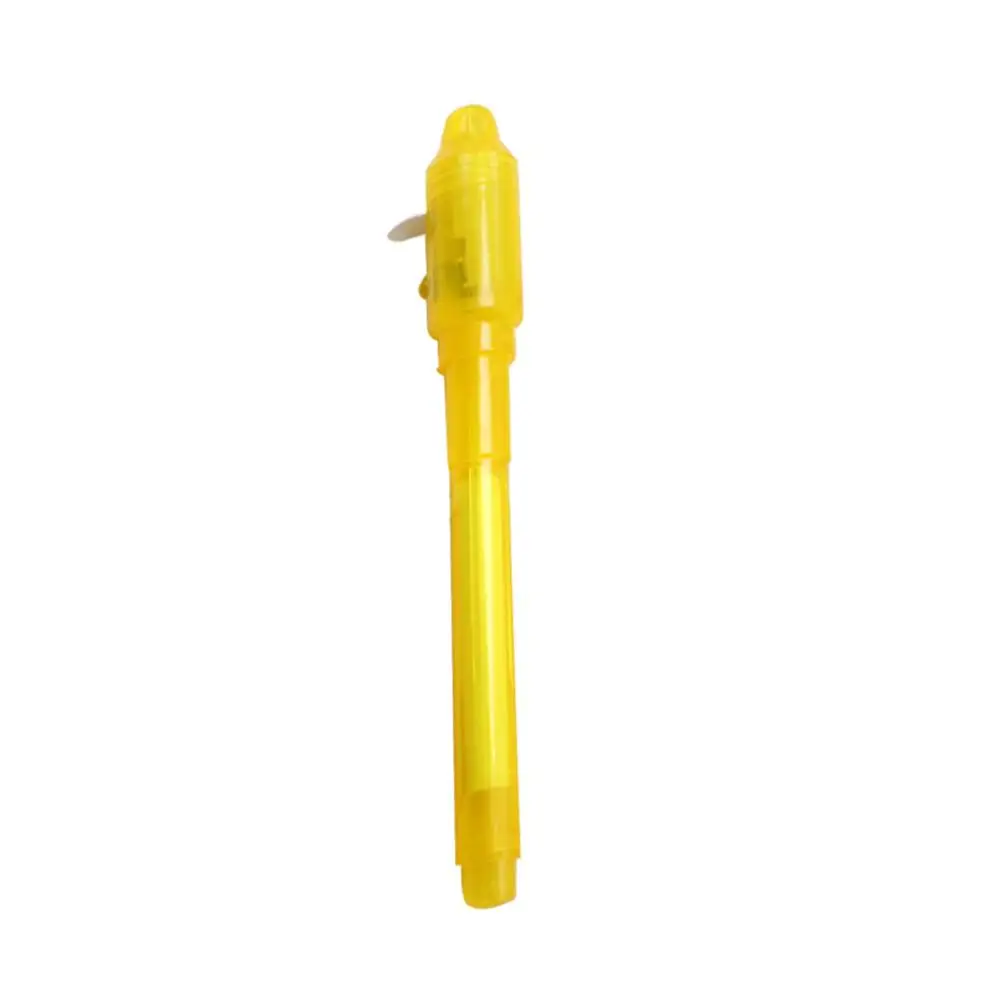 Светящийся светильник с большой головкой, волшебная фиолетовая ручка, 2 в 1, УФ-черный светильник, комбинированный рисунок, Невидимая ручка с чернилами, Обучающие Развивающие игрушки для детей - Цвет: Yellow