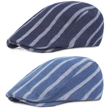 Для мужчин стильные полосатые шапки джинсовые кепки Шапки Регулируемая кепка газетчика CSHAT0392