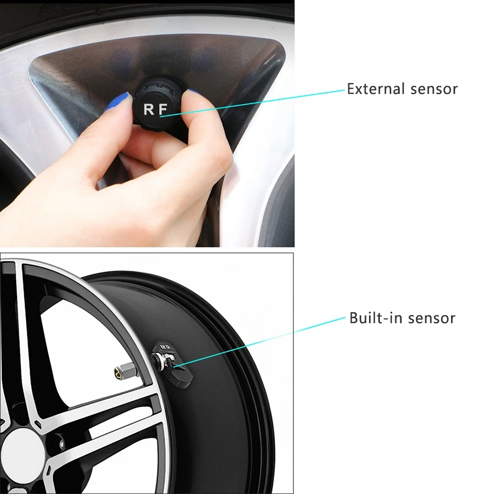 Система контроля давления в шинах на солнечной батарее TPMS, цифровой ЖК-дисплей, инструмент автоматической сигнализации, беспроводной, 4 внешних датчика