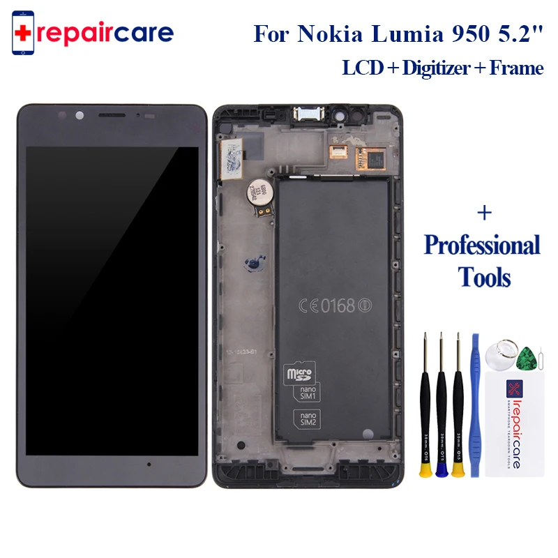 5.2" AMOLED For Microsoft Nokia Lumia 950 LCD Display Touch Screen Digitizer Assembly Replacement With Frame | Мобильные