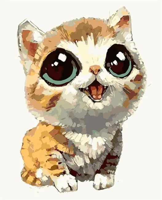

DRAWJOY Animal Lovely Cat Framed Picture Painting & Calligraphy DIY Painting By Numbers Coloring By Numbers For Home Decor