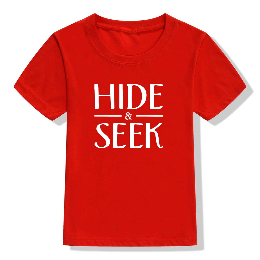 Детская футболка с принтом «Hide and Seek» Детская одежда футболка Топ с короткими рукавами Повседневная летняя Модная рубашка для мальчиков и девочек одежда