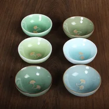 Низкая цена 6 шт. Китайский Longquan Celadon лист фарфора КИТАЙСКИЕ чашки и чайное блюдце чаша для чая 37 мл Китай Celadon Crackle Teacups