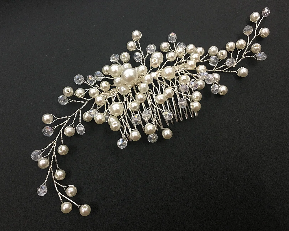 Women Hairpins Elegant Wedding Hair Combs for Bride Crystal Rhinestones Pearls Bridal Headpiece Hair Jewelry Accessories