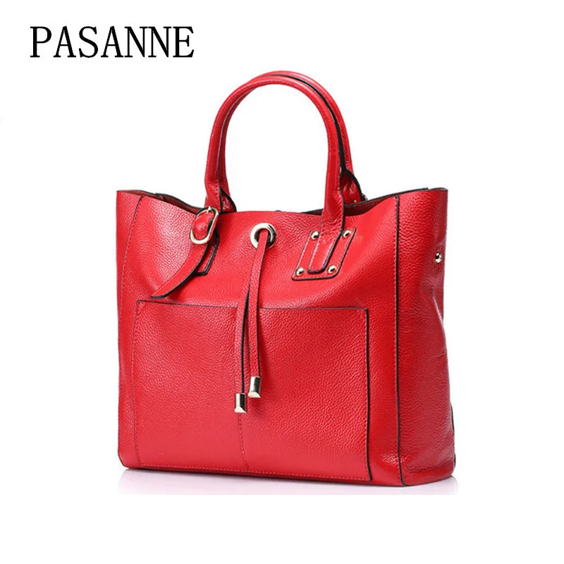 

PASANNE 2017 New Cow Leather Women Bag Luxury Genuine Leather Woman Shoulder Bags for Female Handbag Large Capacity Handbags