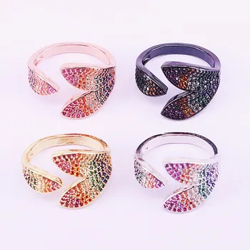 

3Pcs Gold Color Multi Colorful CZ Paved Adjustable Jewelry Rings NEW fashion JEWELRY For Women Girls