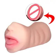 Male Mouth Oral Sex Toys Masturbator Cup Realistic Vagina Pussy Ass Tongue Vibrating Sex Toys for Men Adult Products Gift