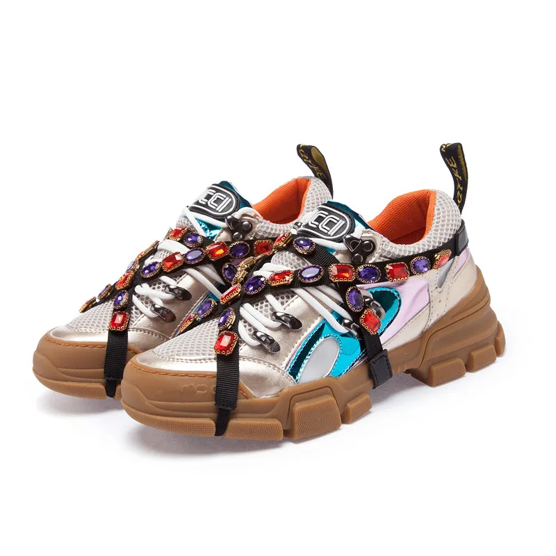 

2018 spring new rhinestone antique shoes Korean version of the wild students Harajuku casual shoes woman fashion platform shoes