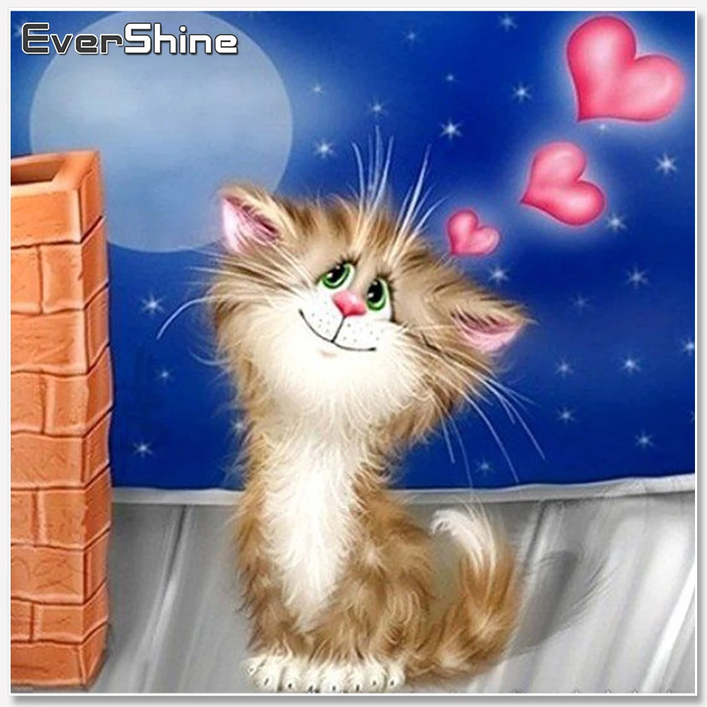 Evershineалмазная вышивка кошки иконы 5D DIY алмазная живопись крестом картины