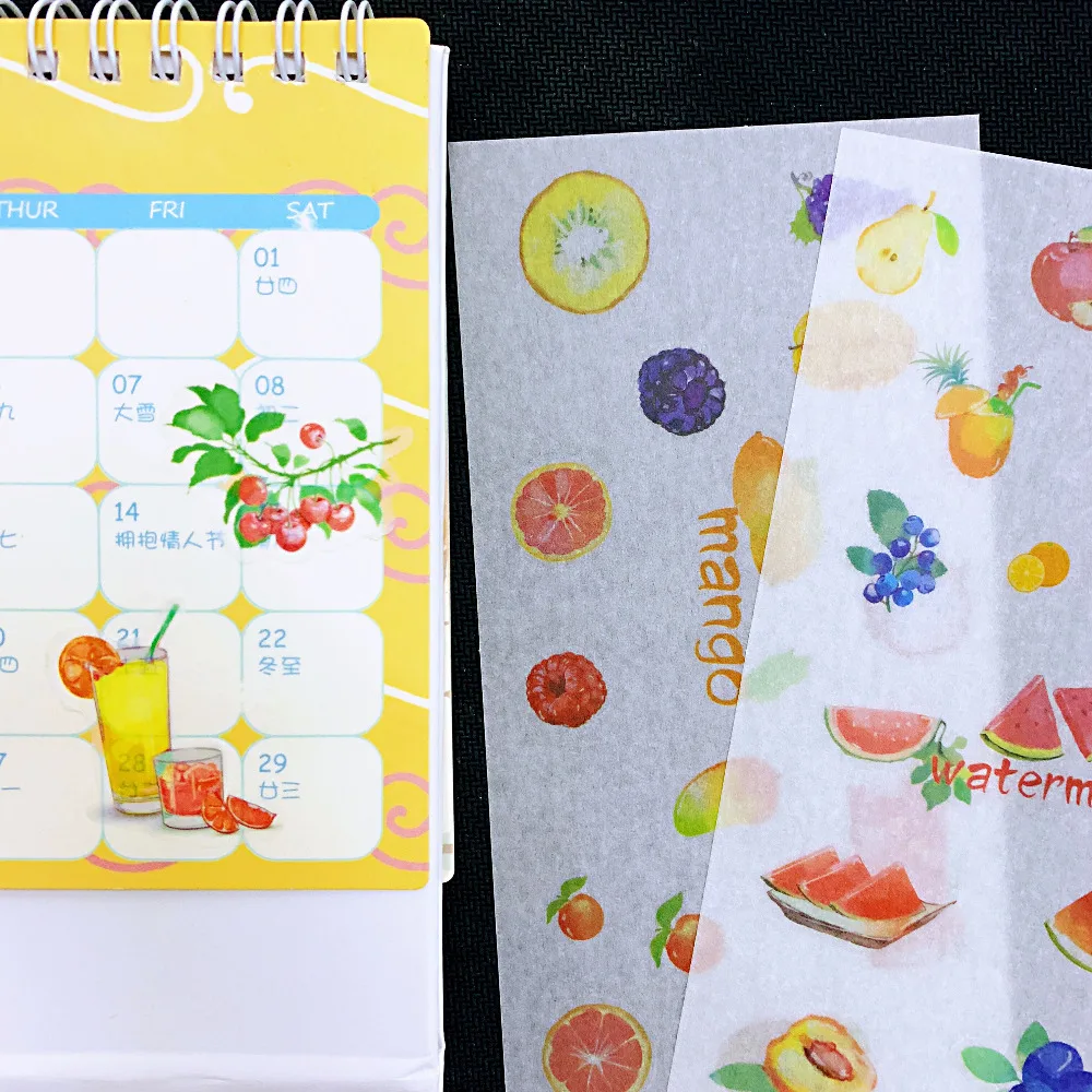 6 листов свежего манго апельсина ананаса клубники лимона арбуза клейкие наклейки декоративные альбом дневник палочка этикетка детский подарок