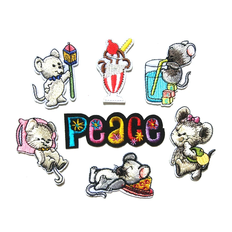 Trumpet Mouse Embroidery Patches diy Cartoon Animal Clothes Decoration Patches D-005
