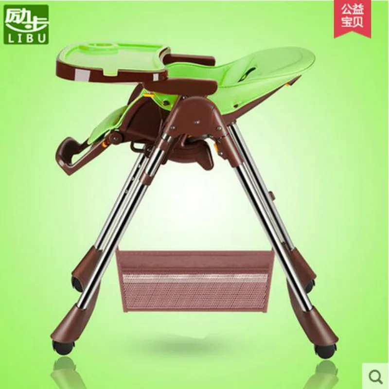 Многофункциональный портативный столик для кормления малыша складной стул для кормления ребенка с материалом из нержавеющей стали - Цвет: Зеленый