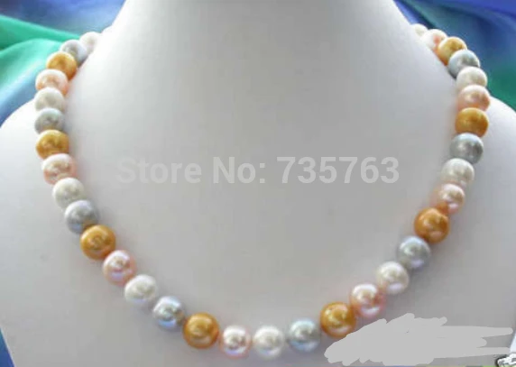 

HOT N701 AAA 17" white pink gold gray round PEARL necklace