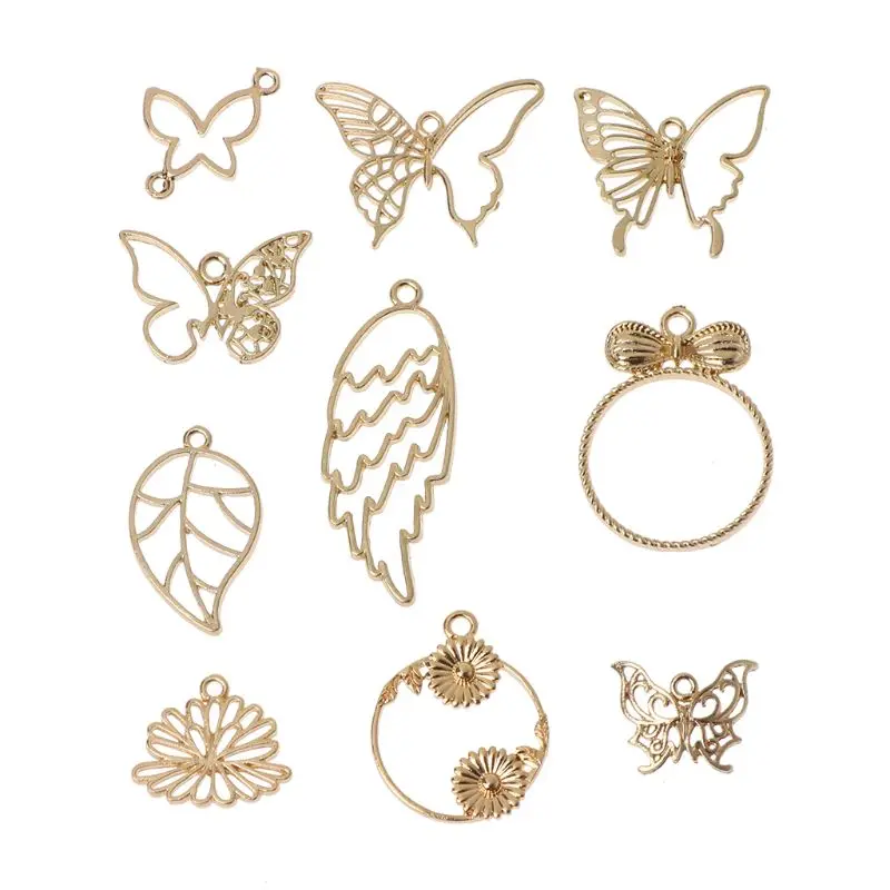 

5Pcs Butterfly Metal Resin Frame Pendant Open Bezel Setting UV Resin DIY Jewelry