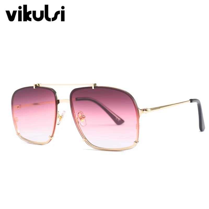 

2019 Rimless Square Sunglasses Fashion Women Gradient Shades Men's Double Beam Sun Glasses Ladies Brand Design Sunglass Female