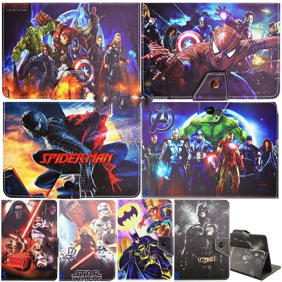 

JKTYPUAK The Avengers Hero Universal PU Leather Case for RCA Pro II 10.1" Tablet Stands Holder 16GB Quad Core without Keyboard
