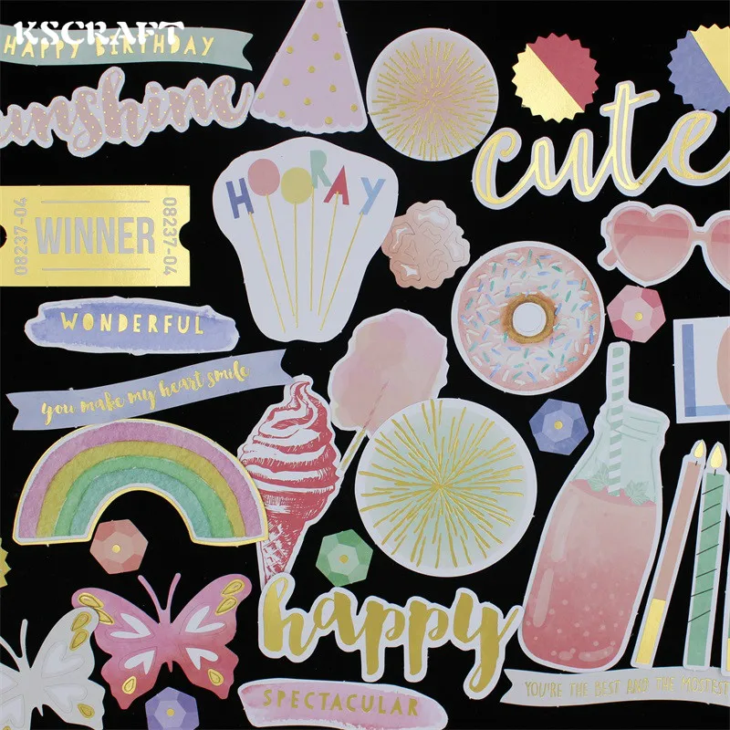 

KSCRAFT 118pcs You Make My Heart Smile Colorful Cardstock Die Cuts for Scrapbooking Happy Planner/Card Making/Journaling Project