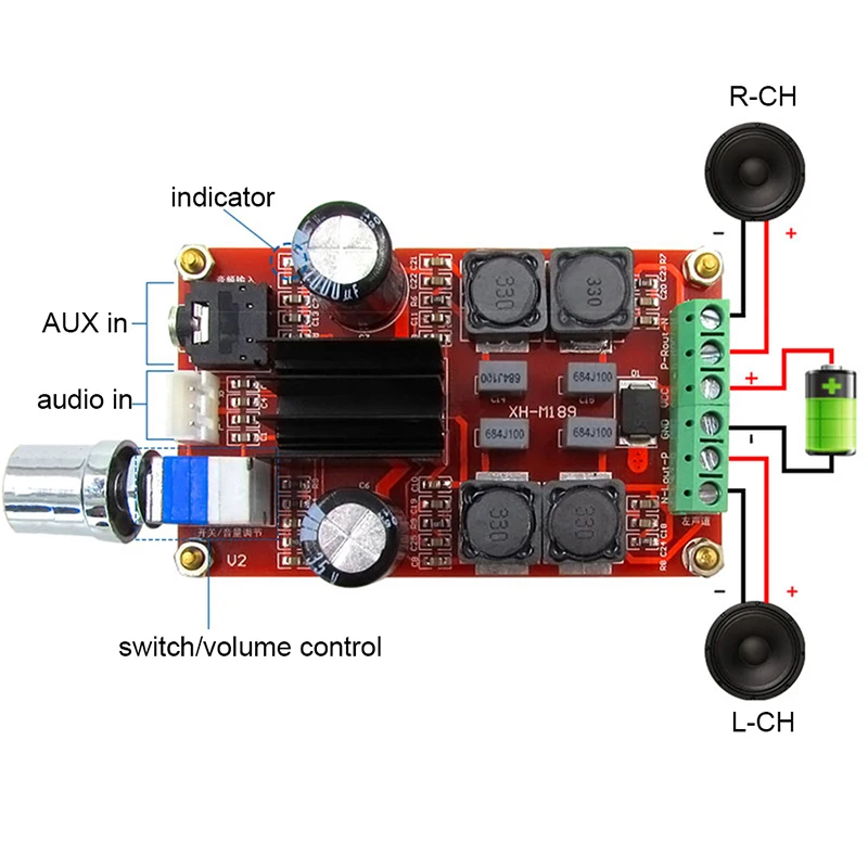 TPA3116D2 Dual 50W Channel Stereo Digital Amplifier Board DC 5-24V