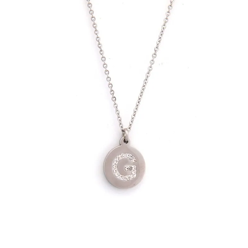 

Vinnie Design Jewelry Stainless Steel Silver Initial Pendant Necklaces Personalized Crystal Letter Necklace with 45cm Chain
